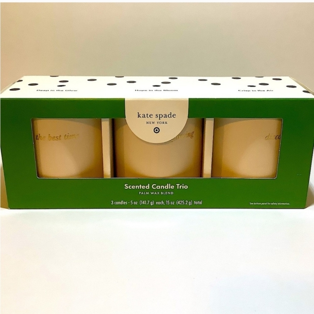 Kate Spade X Target 3ct Sented Ceramic Jar Candle Set Cream/Green/ Pink/Blue - Picture 7 of 8